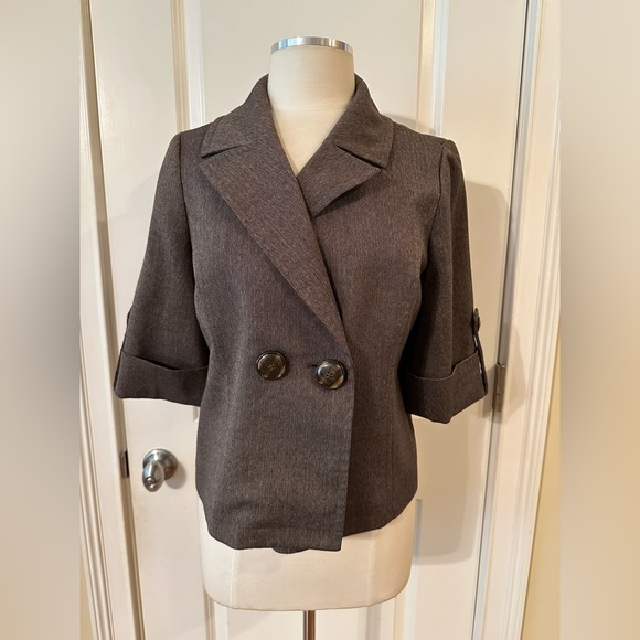 Brown Herringbone Swing Jacket 3/4 Sleeves 10P - Picture 1 of 3